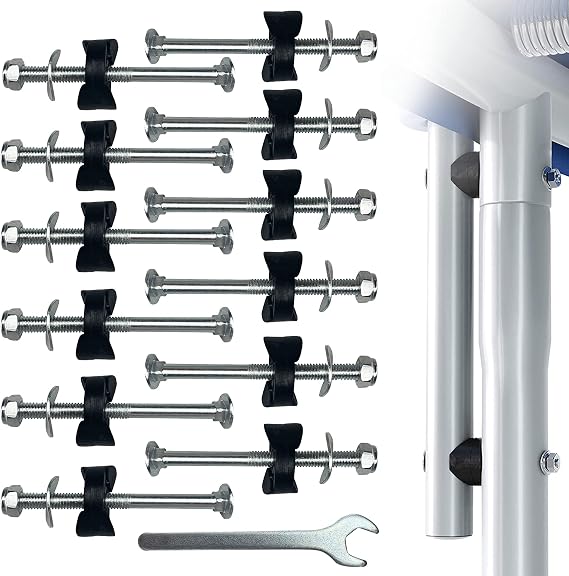 12Pcs M6 Trampoline Screws Trampoline Accessories Trampoline Stability Tool Galvanized Steel Spacers with a Wrench for Fixed Trampoline