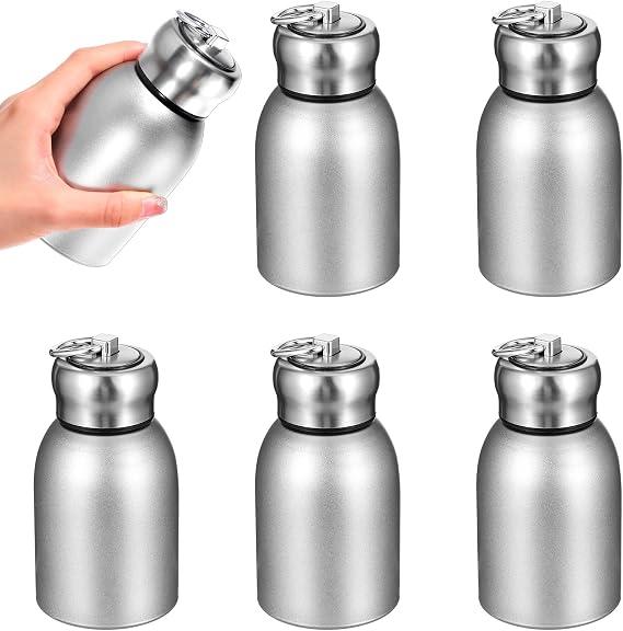 5 Pcs 10 oz Mini Stainless Steel Water Bottle Portable Drink Water Bottle Slim Insulated Thermal Design Small Vacuum Hot and Cold Water Bottle for Travel, Camping, and Sports