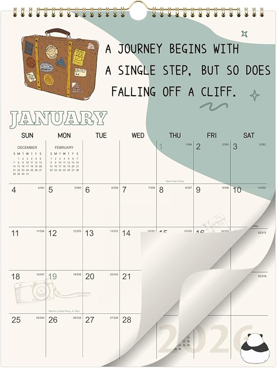 2026 Wall Calendar - 2026 Calendar 12 Month, Jan. 2026 - Dec.2026, 11.4" x 14.6", Hanging Wall Calendar 2026 with Monthly Demotivational Quotes, Large Blocks, Perfect Desk/Office Decor Gift
