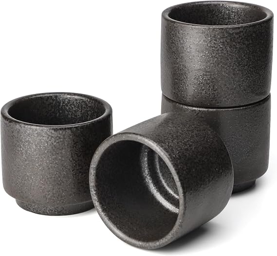 DE Ceramic Tea Cups Set of 4 Black