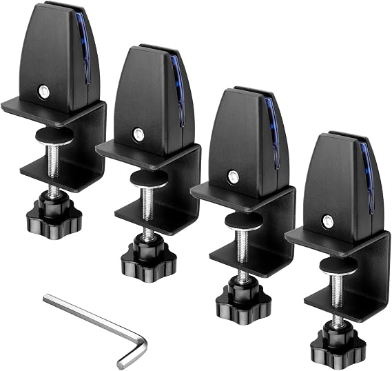 4 Pack Desk Partition Divider Bracket Clip, Acrylic Sneeze Guard Holder | with Adjustable C Clamp