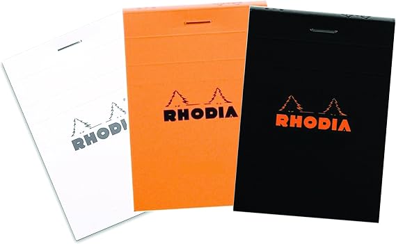 Rhodia Top Staplebound No. 11 Graph Notepad (3 X 4) Black, White and Orange, Set of 3 (112009)