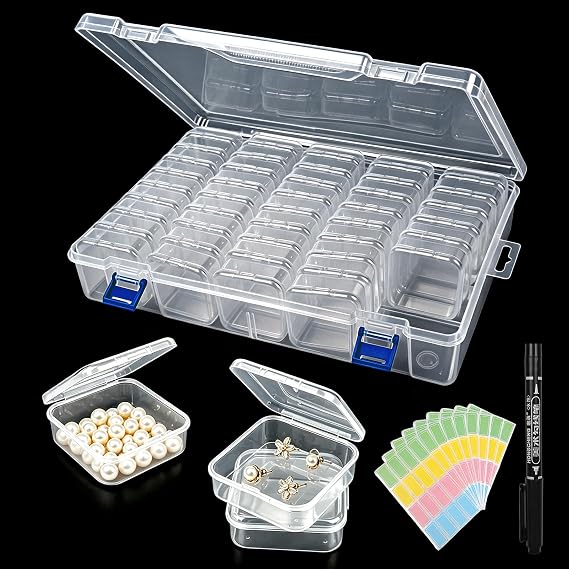 46 Pcs Bead Storage Box,Small Bead Organiser Storage Box (5.5x5.5x2cm)