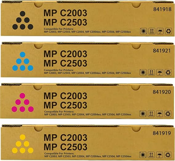 MP C2503 C2003 High Yield Toner Cartridge Compatible for C2503H 841918 841921 841920 841919 Replacement for Ricoh Aficio MP C2003 C2004 C2503 C2504 Printers (4Pack)