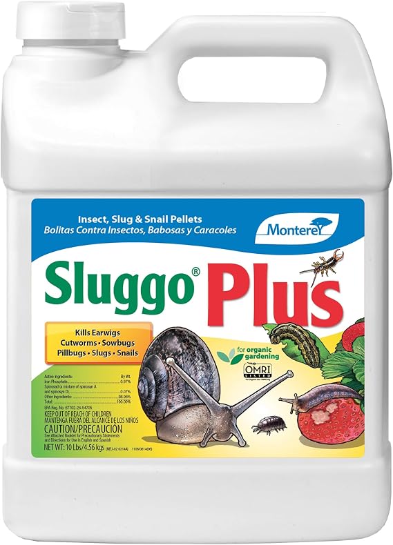 Sluggo Plus - for Organic Gardening - Slug and Snail Killer for Garden - Kills Earwigs, Cutworms, Sowbugs, Pillbugs, and More - 10 lbs