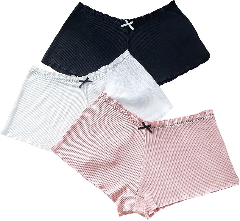SweatyRocks Women's 3 Pack Low Rise Boyshorts Underwear Micro Sleep Shorts