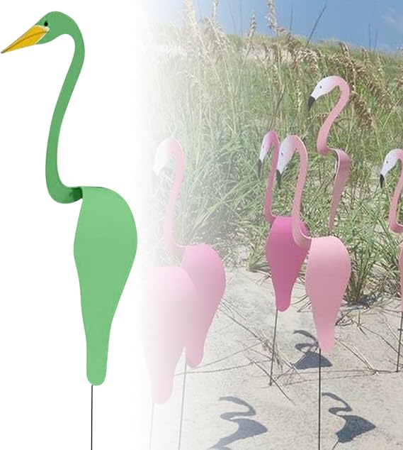 Pink Flamingos for Yard, 2024 New Florida Dancing Birds Garden Metal Art,Wind Spinner for Garden Yard Decor, Metal Lawn Art Ornaments for Outdoor Patio Backyard (Green)