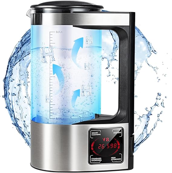 Hydrogen Water Bottle Generator Kettle, 2L Large Capacity Hydrogen Rich Water Machine with Constant Temperature Heating Glass Bottle