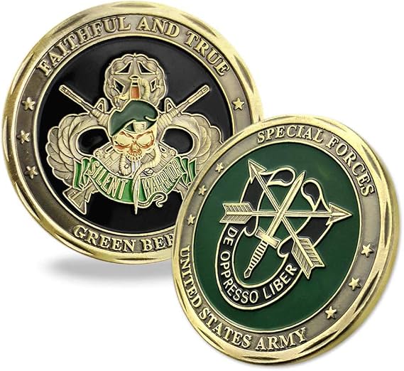 United States Army Special Forces Challenge Coin Faithful and True Green Beret Challenge Coin