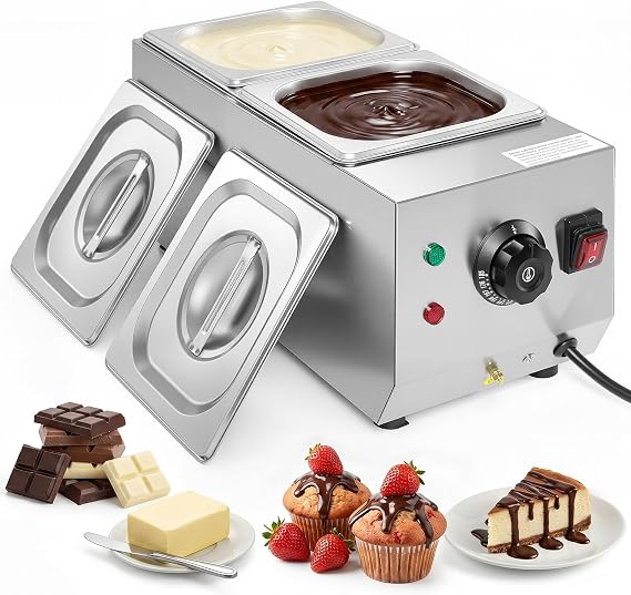 WICHEMI Chocolate Tempering Machine Chocolate Melter Warmer 2 Tanks 9lbs