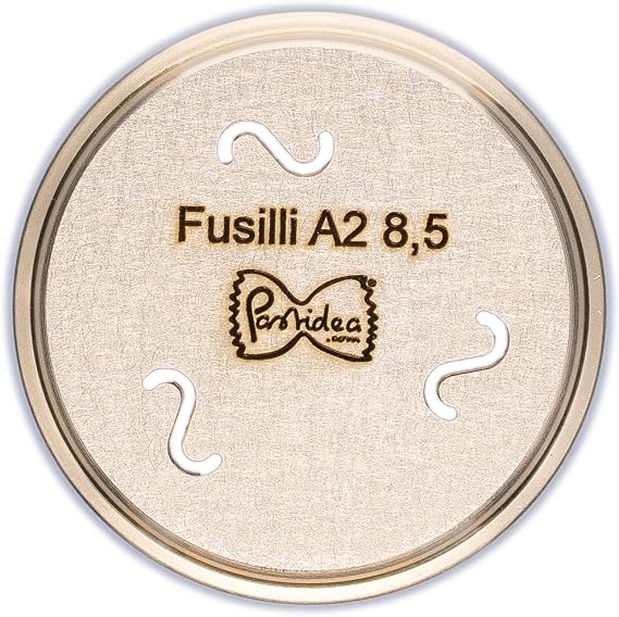 Pastidea - Trafila in Bronzo Fusilli A2 8,5mm compatibile con Kenwood. Utilizzando l'adattatore, compatibile con Philips Pasta Maker Avance, Viva, Serie 7000, e altri.