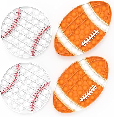 4Pack Pop Fidget Toys,Push Pop Fidget Sensory Toys Set,Stress Relief Gifts for Kids & Adults,Party Favors Toddler Toys for Christmas Birthday Gifts,Party Supplies,Classroom Prizes Sports Style