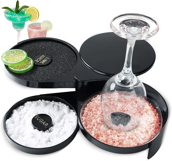 NATGAI Margarita Salt Rimmer Set, 3-Tier Bar Glass Rimmer for Cocktails