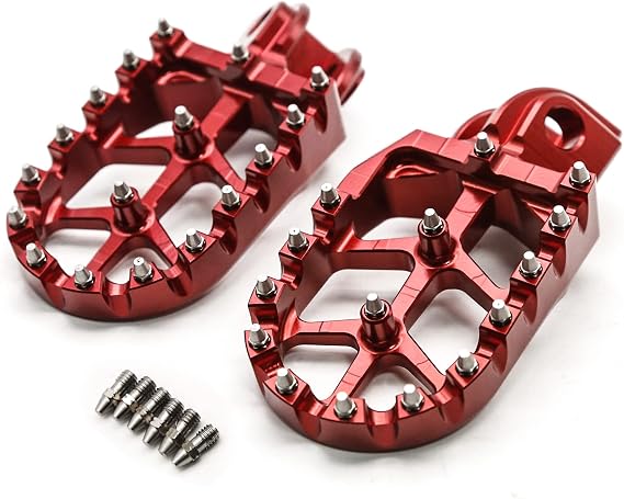 Dirt Bike Foot Pegs,Billet Wide Motorcycle Footpeg Compatible with 65 85 125 144 150 250 300 350 450 500 505 525 SX XC SXF E-XC E-XC-F XCW XCF-W TC TE CR WR FE FC TX FS 2005-2015 Red