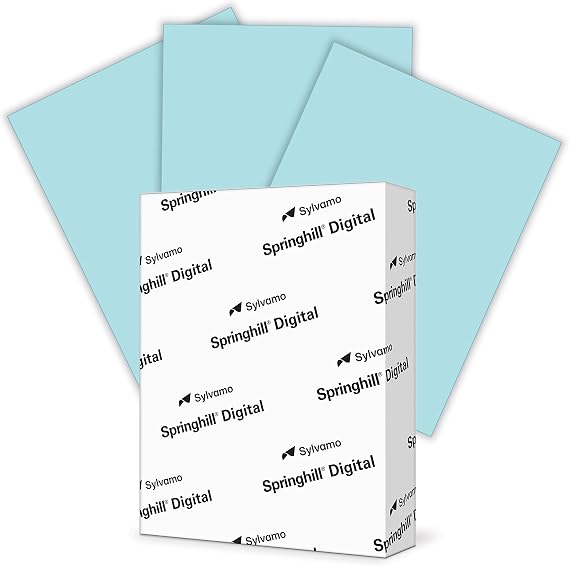 Springhill 8.5 x 11 Blue Colored Cardstock Paper, 67lb Vellum Bristol, 147gsm, 250 Sheets (1 Ream) Premium Lightweight Cardstock, Vellum Printer Paper with Textured Finish 026000R