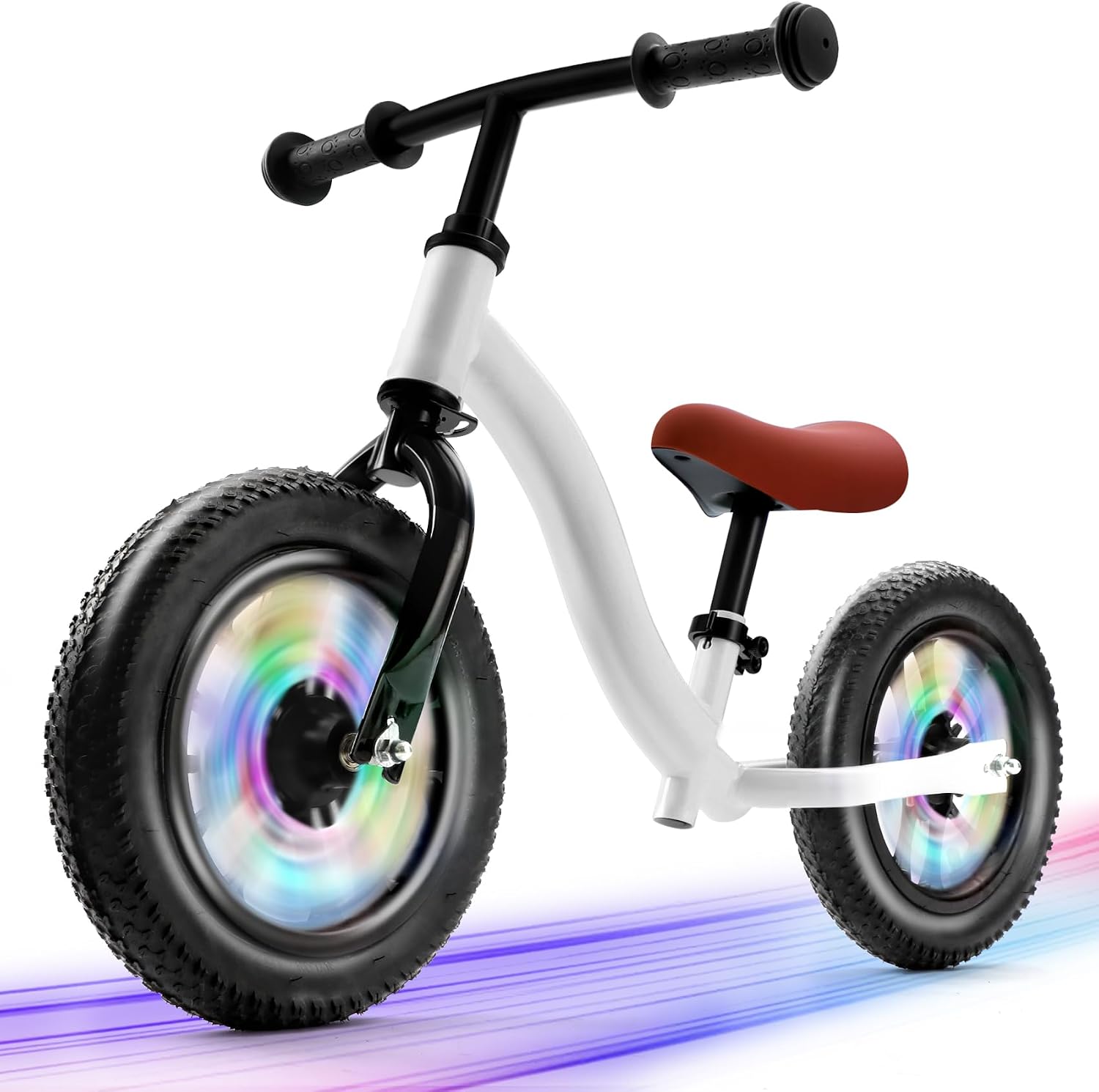 little dove Colorful Lighting Balance Bike 3 Year Old, No Pedal Bike with Adjustable Handlebar & Seat, Inflatable Tires, Lightweight Toddler Balance Bike, Easy Assembly, Birthday for 3-6 Years