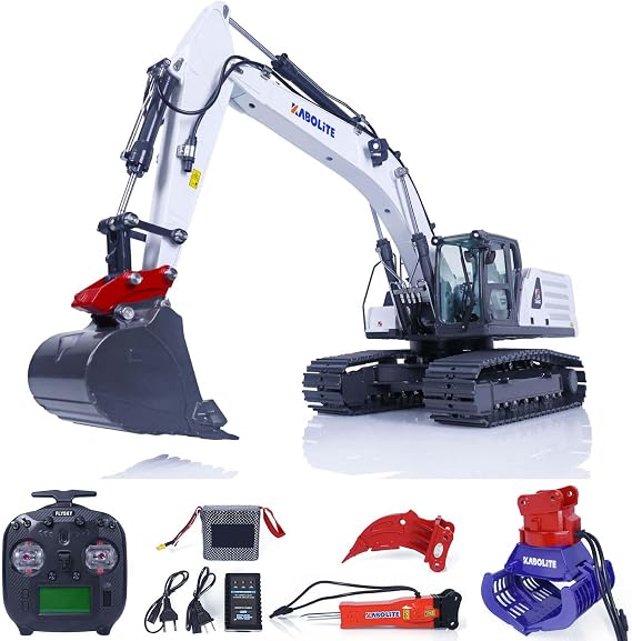 TOUCAN RC HOBBY 1/18 White RC Hydraulic Excavator Kabolite K961-100S Hydraulic Heavy Digger Machine