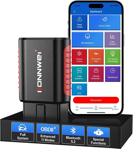 KDIAG Bluetooth OBD2 Scanner Diagnostic Tool for iPhone & Android Wireless Check Engine Light Car Code Reader Bluetooth 5.2 w/Full System Diagnosis, Oil Reset, Performance Test, Voltage Test