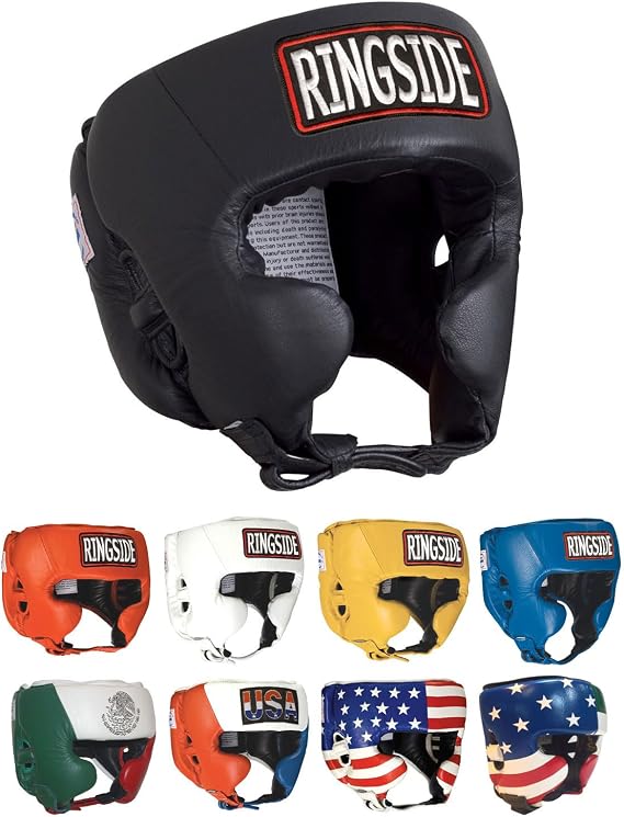 Ringside Competition Boxing Muay Thai MMA Sparring Head Protection Headgear with Cheeks, Black, Medium