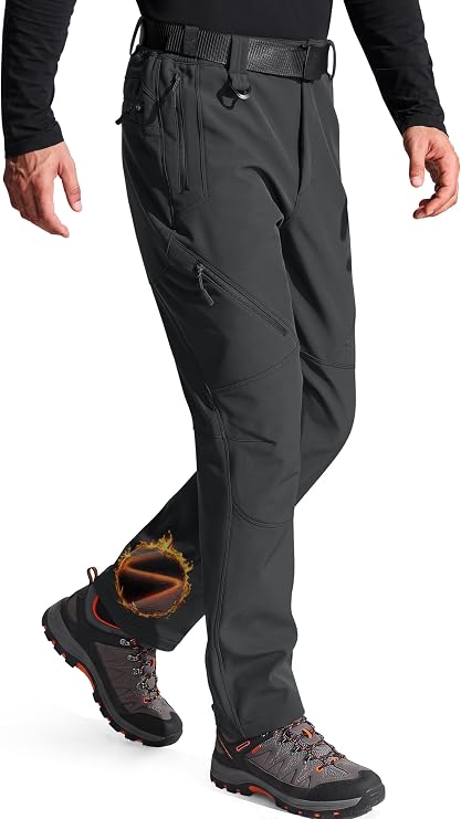 FREE SOLDIER Men's Fleece Lined Pants Softshell Snow Ski Pants