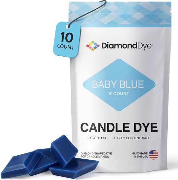 Baby Blue Candle Dye Chips for Soy & Paraffin Wax Candle Making, 10 Pack | Pre-Measured Candle Dye, Quick-Melting with No Clumps, Rich Odorless Color, For Hobbyists & Pros, Vegan & Non-Toxic