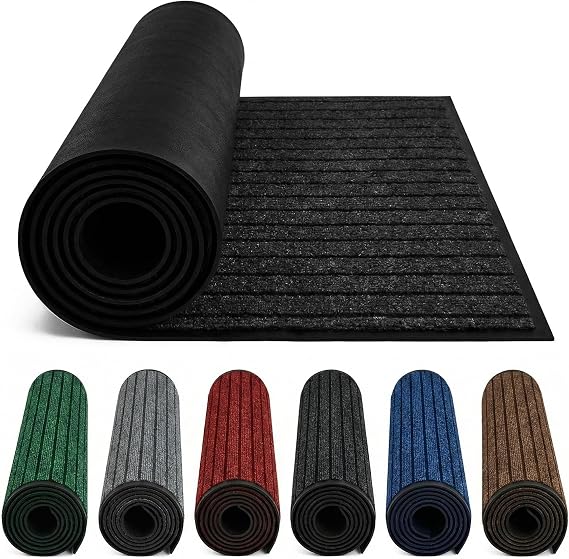 Fit Even Non-Slip Washable Kitchen Rugs and Door Mats - Indoor Entrance Mat, Heavy Duty Rubber - Black, 40 x 60 cm