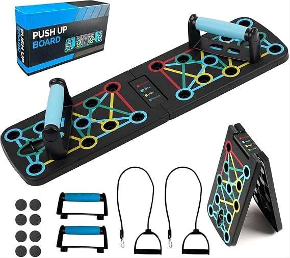Push Up Board 17-in-1 Foldable Push-Up Board with Handle Multi-Function Portable Push-Up Frame Effective Training Muscles for Men and Women