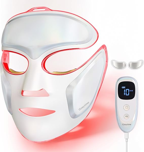 3D Red Light Therapy Mask for Face,210 LEDs face Mask | 850nm Red Blue NIR & Under-Eye Hot Compress, Lightweight,FDA- Cleared,Fine Lines & Wrinkles,Skincare Gift for Women, Wife,Mom