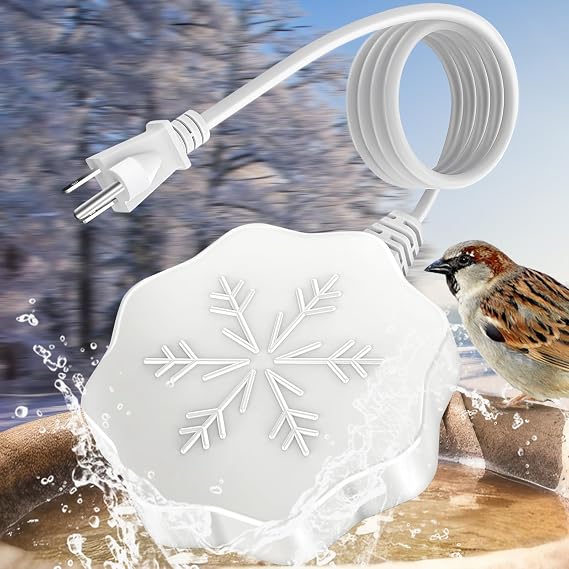 80W Bird Bath Heater for Outdoors in Winter, Thermostatic Controlled Auto Shut Off Birdbaths Deicer, Winter Water Heated De-icer for Livestock and Poultry in Farm and Yard (1PCS)
