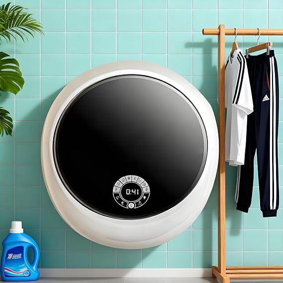 Wall Mounted Mini 3kg Fully Automatic Front Drum Washer,High-Speed Spin,LED Touch Panel,Multiple Washing Modes for Dormitory Travel Washing Machine White