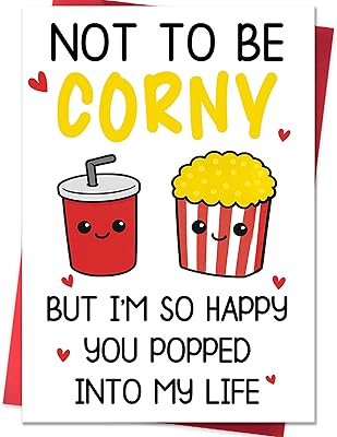 IDU Funny Valentines Day Card,Valentines Day Cards Gifts for Him Her,Valentines Day Card for Husband Wife Boyfriend Girlfriend Fiance Fiancee Men Women with Corny Popcorn Pun Design