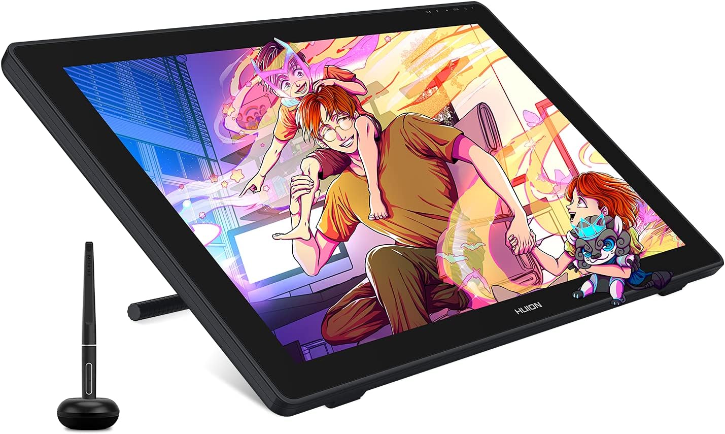 HUION Kamvas 24 Plus Graphics Tablet with Display 23.8 Inch Fully Laminated QD LCD Screen Made of Anti-Reflective Glass 140% sRGB Gamut 2.5 K QHD Pen Display 8192 Levels Battery-Free Pen
