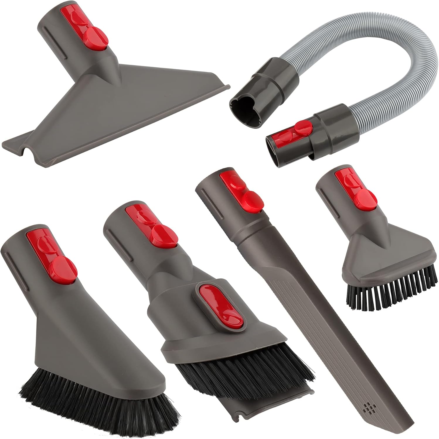 Accessory Tool Kit Attachment Set with Extension Hose for Dyson V7 V8 V10 V11 V15 SV10 SV11 Vacuum Cleaner, Quick Release Spare Part for Home and Car Cleaning 6 in 1