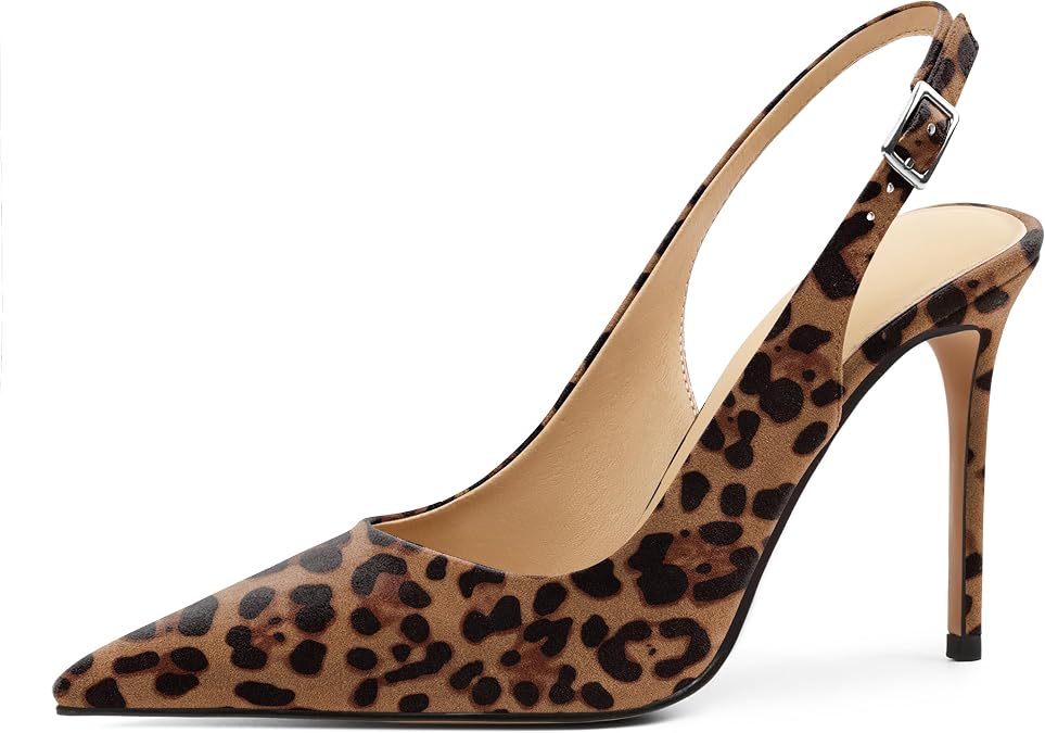 Mettesally Women's High Heels Slingback Closed Toe Leather Dressy Size 5-13