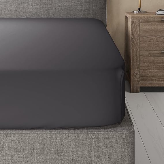 Royal Bedding Viscose from Bamboo and Cotton-Blend Fitted Sheet, Silky Soft, 60% Viscose Made from Bamboo and 40% Cotton Blend Fitted Sheet, Cal-King Size, Charcoal