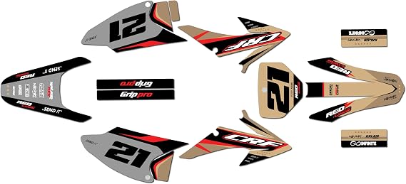 Graphics Kit for Honda CRF150F / CRF230F (2008-2014) OG Series Tan 9 Mil - Easy Go - Dirt pit bike motorcycle stickers, dirtbike racing automotive decal motocross accessories no-plastics