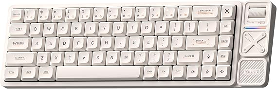 IQUNIX Magi65 Pro Low Profile Mechanical Keyboard Wireless 65% Keyboard Ultra Slim for Creamy Typing, Hot Swappable, RGB Backlit, PBT Keycaps, Aluminum Case, BT/2.4G/USB-C, Mac/Windows (Ochre White)
