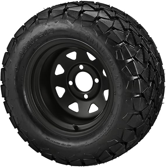 RM Cart 12" Steel Matte Black Wheel on 22x10-12 Trail Fox A/T Tire