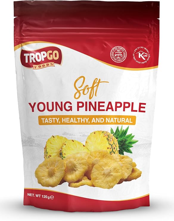 Tropgo Soft Young Dried Pineapple 120g – Tasty, Healthy Snacks for Kids & Adults, Natural Dried Fruit in Resealable Bag - Guilt-Free Snack, No Artificial Flavours, On-the-Go Fruit Snack