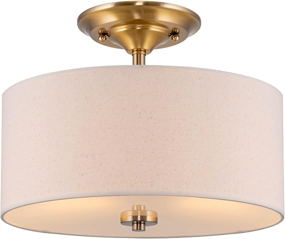 Kira Home Addison 13" Modern Drum Semi Flush Mount Ceiling Light, 2-Light