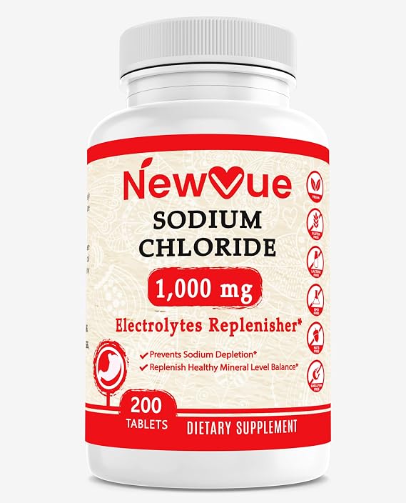 Sodium Chloride 1000mg, 200 Tablets - Salt Tablets, Non-GMO, Gluten Free