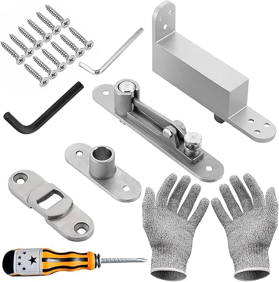 Self Closing Door Pivot Hinges 360 Full Rotation | Heavy Duty Hinge for Wood Doors - Adjustable Speed, Stainless Steel, Hidden Design