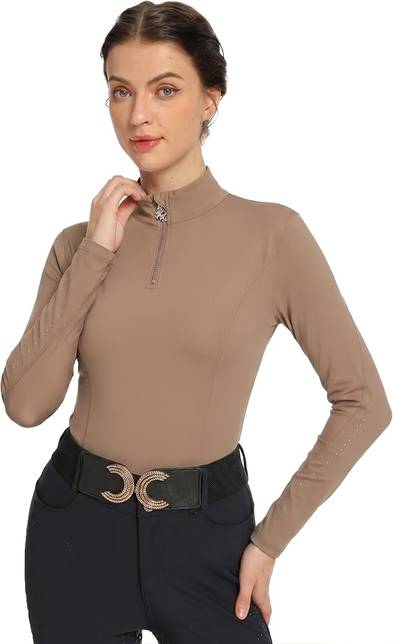 Harrison Howard Women's Horse Riding Long Sleeve Equestrian Show Shirt