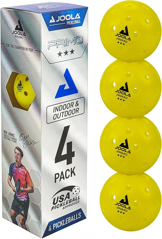 JOOLA Primo Pickleball Balls - Tournament Indoor and Outdoor Pickleball Balls - USAPA Approved - Ideally Weighted and Precision Crafted 40 Hole Design Official Size