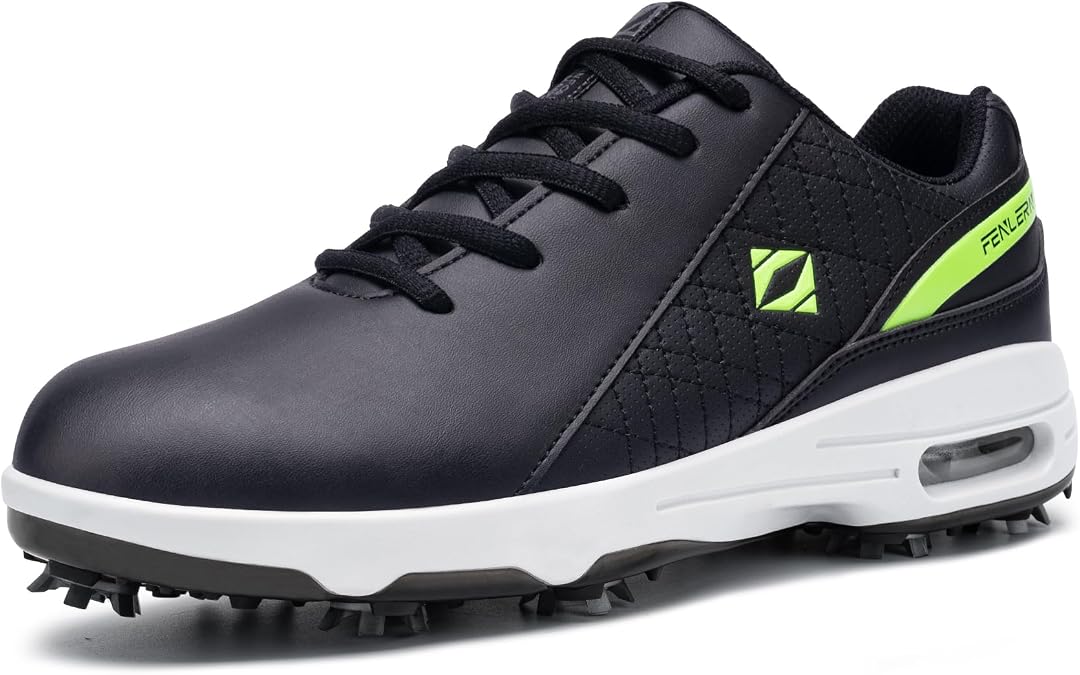 FENLERN Men's Golf Shoes Waterproof Wide Spiked Non Slip