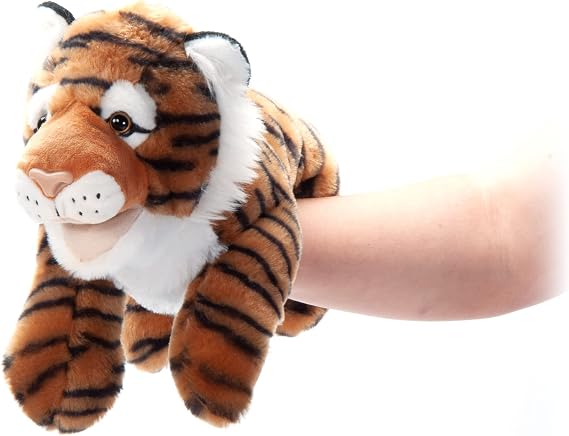 The Petting Zoo Interactive Puppets Tiger Hand Puppet, 16 in | Puppetz Tiger Hand Puppet by Zoologee. Great Toys for Girls and Boys. Plush Gifts for Kids