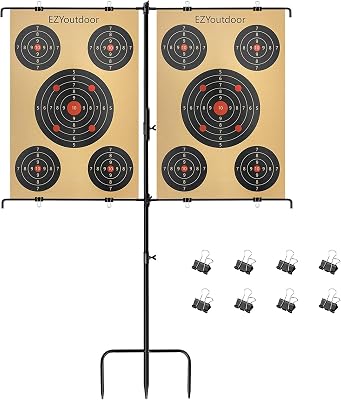 Adjustable Target Stand, Multi Sizes Paper Targets, Sturdy and Easy to Assemble, Portable Shooting Target Stand for Shooting Range