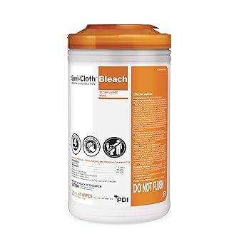 PDI Healthcare P25784 Sani-Cloth Bleach Germicidal Disposable Wipe, X-Large, 7-1/2" x 15" Size, Pack of 65