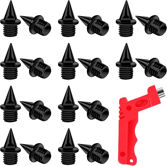 AUGSUN Hard Steel Track & Cross Country Spikes - 1/4inch, 20pcs with Spike Wrench, Replacement for Sprint Sports Short Running Shoes