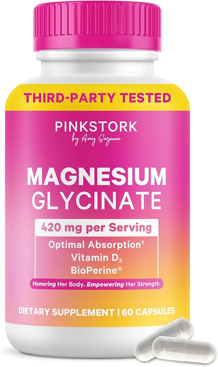 Pink Stork Magnesium Glycinate with Vitamin D, 60 Capsules